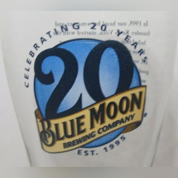 NWT | Blue Moon | 20 Years Anniversary Brewing Company Pint Beer Glass Souvenir - Picture 9 of 12